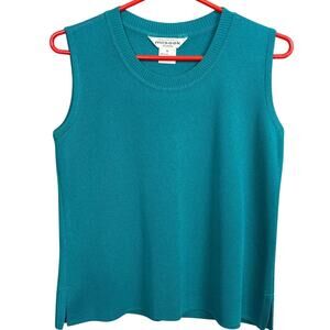 Misook Women's Teal Green Sleeveless Acrylic Sweater Teal M NWOT Quiet Luxury